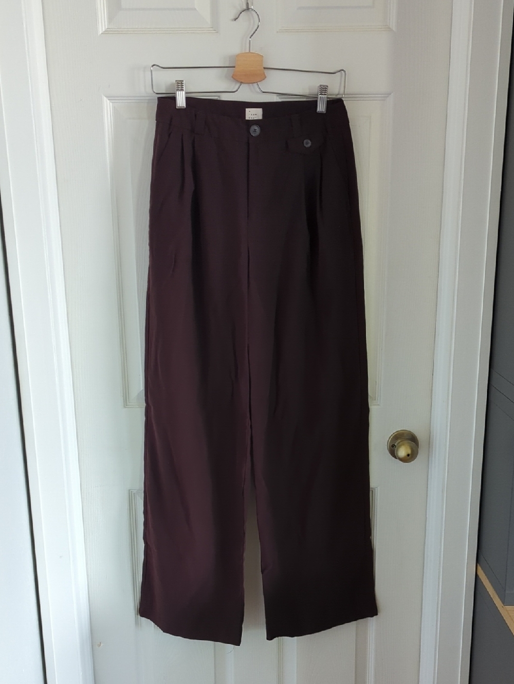 a new day Women's Wide-Leg Pleated Trousers in Dark Brown